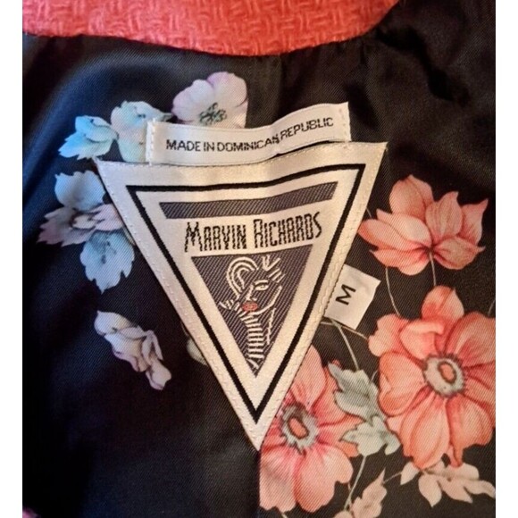 Marvin Richards Vintage Long Boucle Tweed Wool Car Coat Size M Pink Lined - Picture 12 of 15